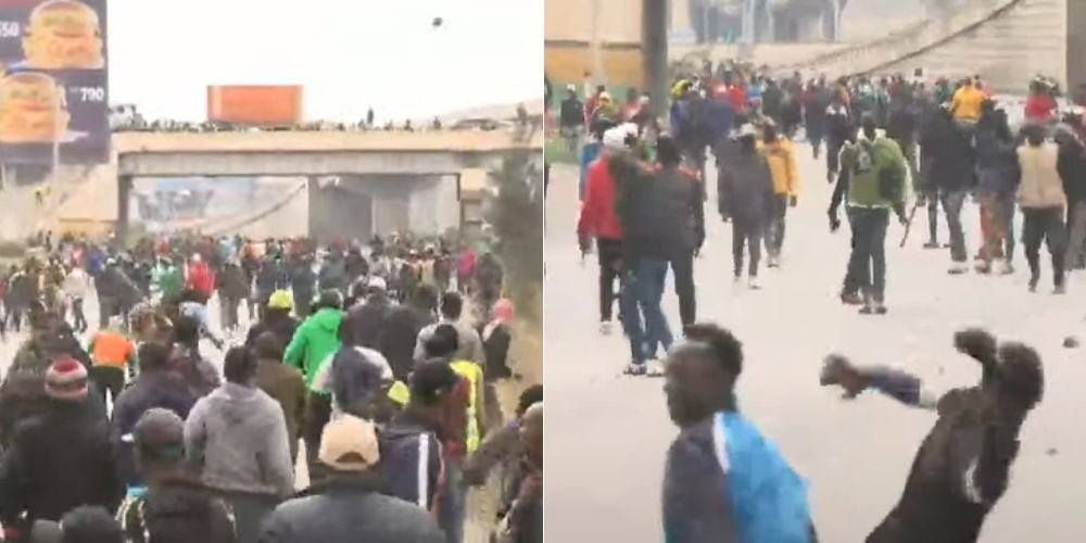 Rowdy crowd pelting stones at Rigathi Gachagua's procession.